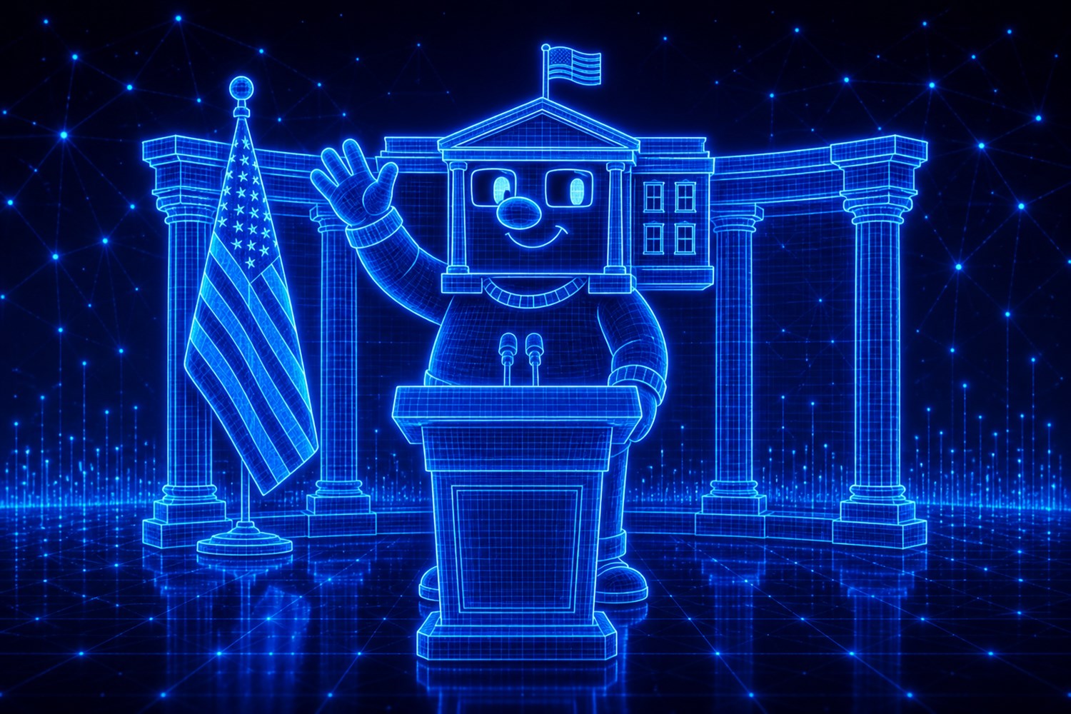 Presidential briefing from The Crypto House podium
