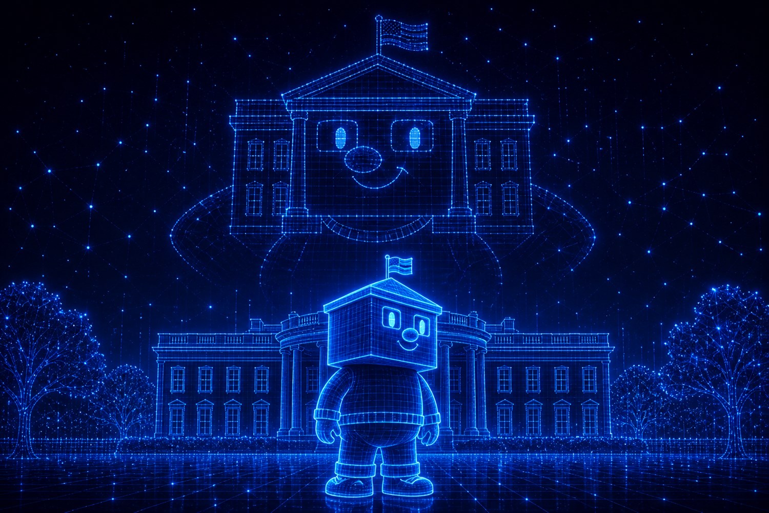 Night constellation forming The Crypto House mascot